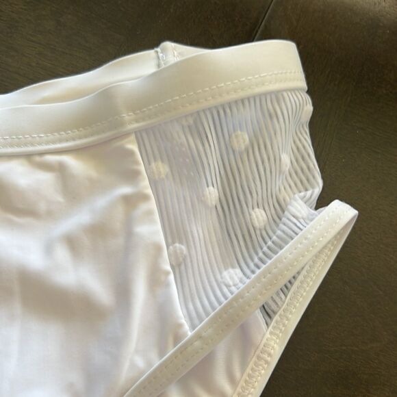 Ella Moss White Sheer Dot Panels High Waist Bikini Bottom Size Small - Picture 5 of 7